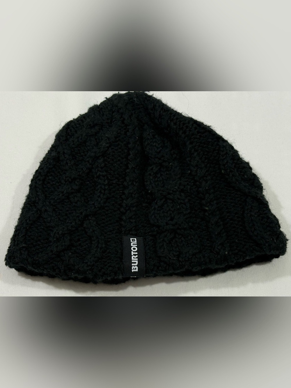 Burton Black Cable Knit Fleece Lined Beanie Ski Snowboard Winter Hat